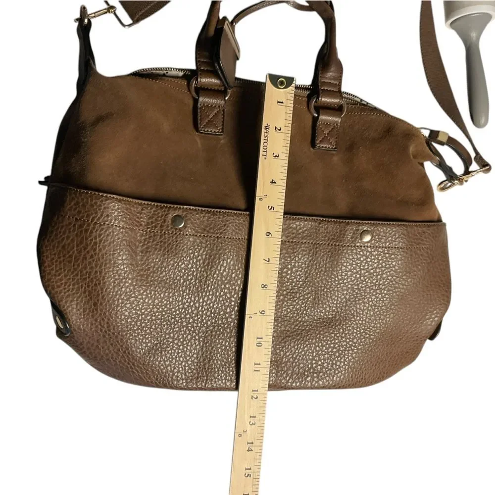 Unbranded Mixed Material Brown Satchel Handbag Detachable Strap Crossbody Bag